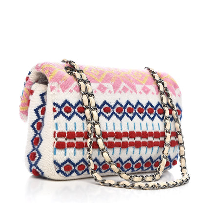 Chanel Cashmere Knit Medium Single Flap Multicolor White 3 of 14