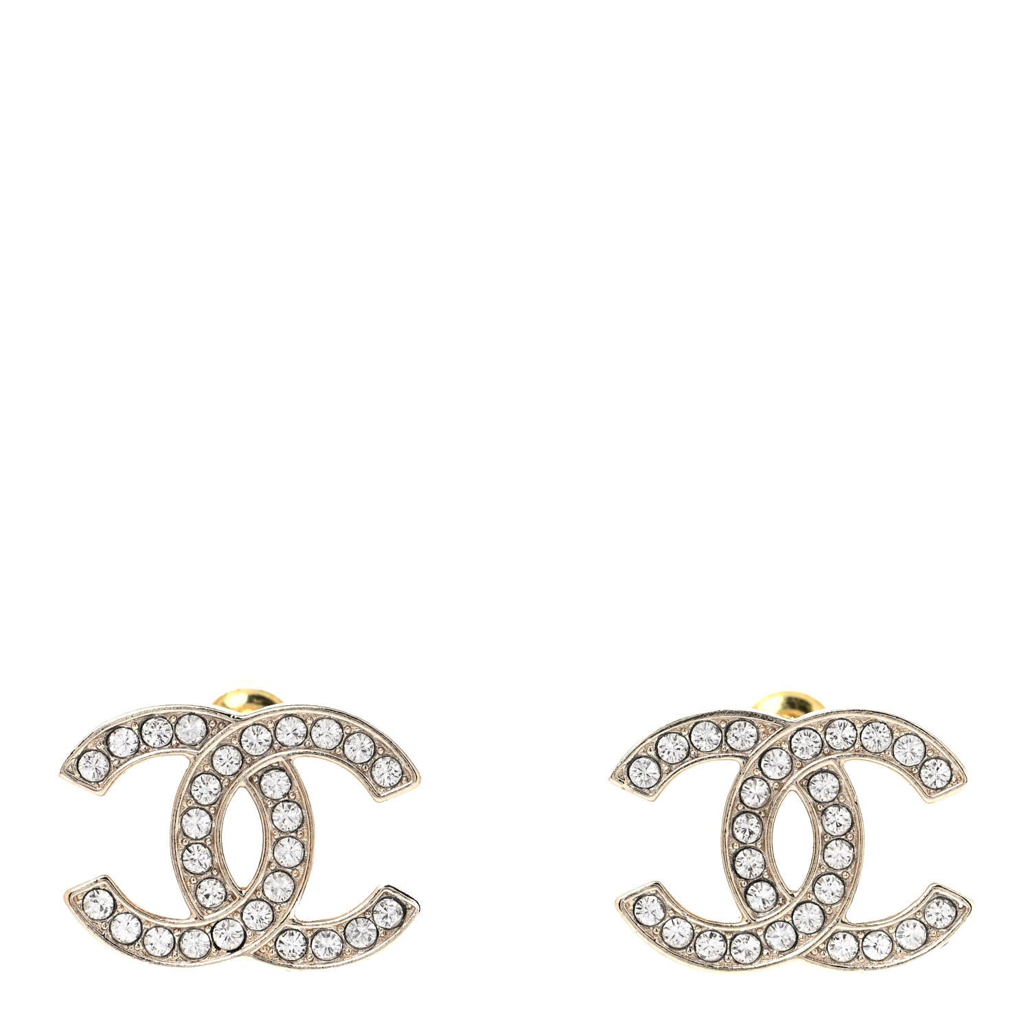 Chanel Crystal CC Earrings Gold 1 of 4