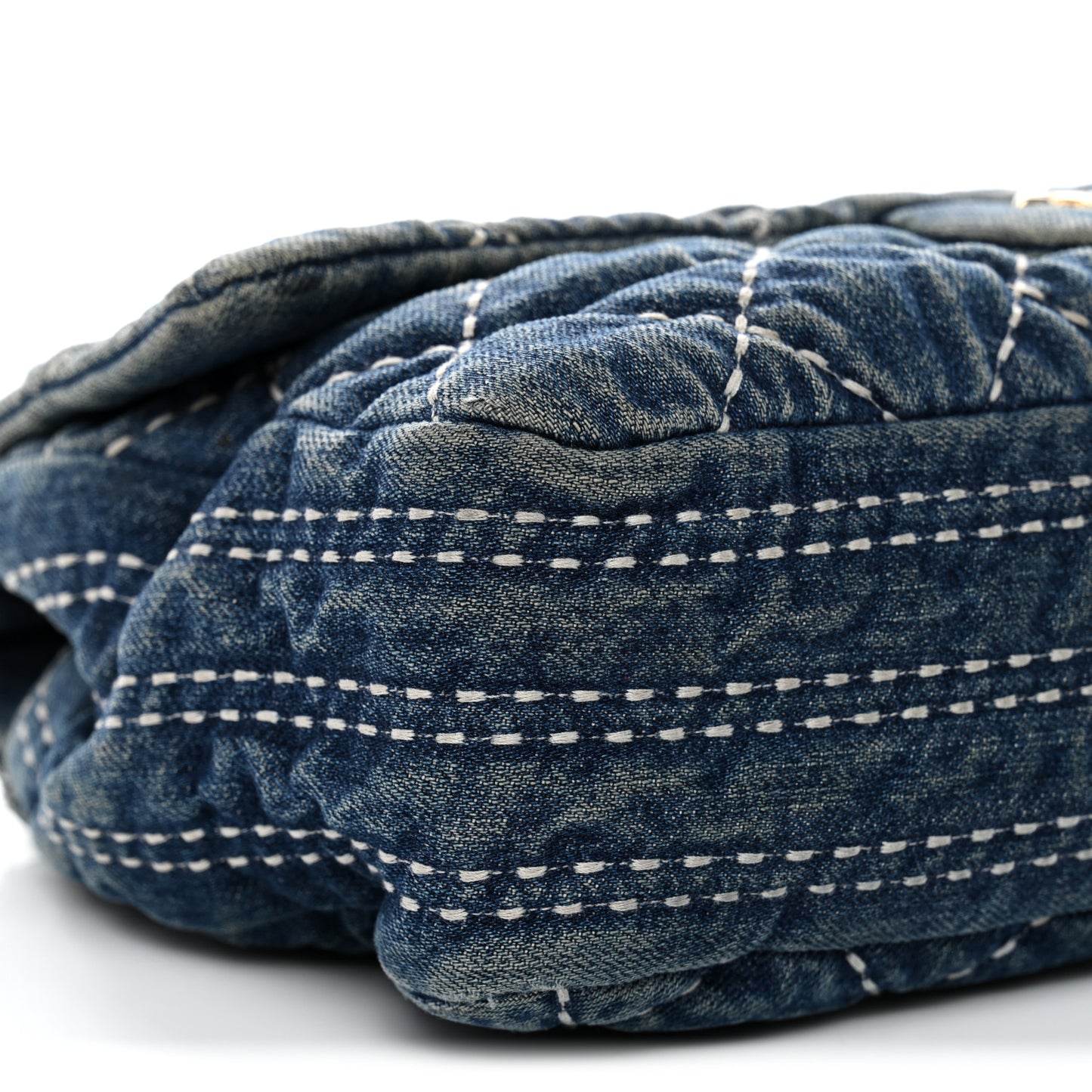 Denim Quilted Medium Denim Trip Single Flap Blue
