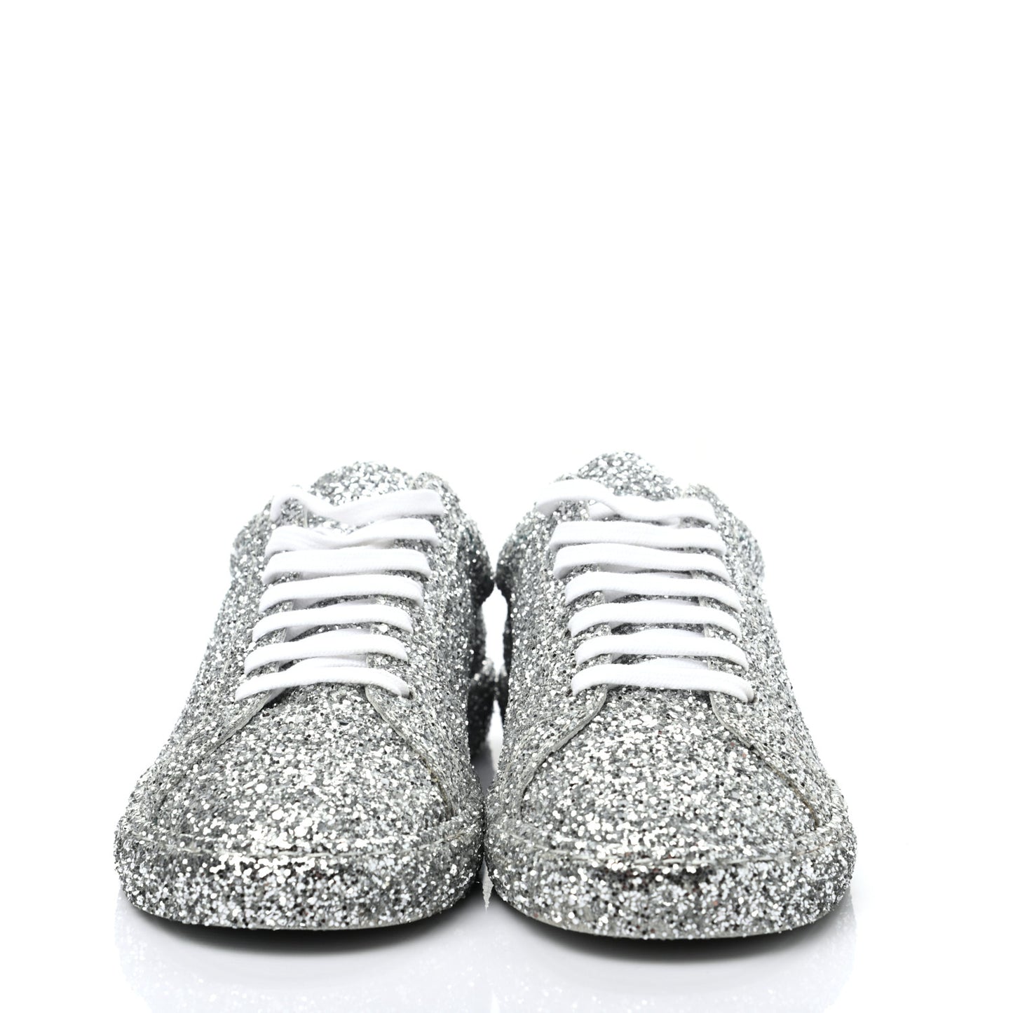 Calfskin Crystal Glitter Andy Sneakers 39 Silver