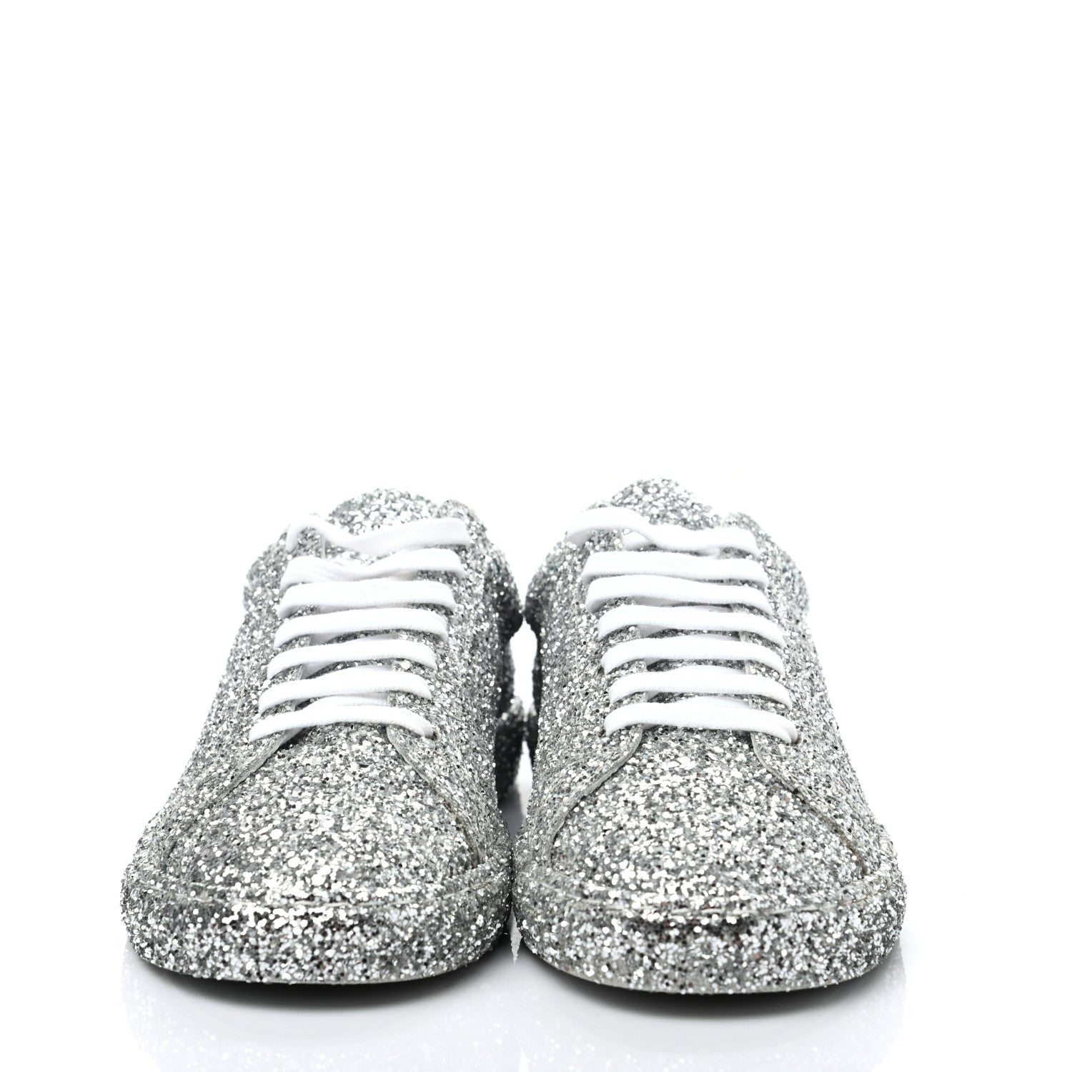 Saint Laurent Calfskin Crystal Glitter Andy Sneakers 39 Silver 3 of 16