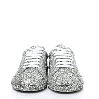 Saint Laurent Calfskin Crystal Glitter Andy Sneakers 39 Silver 3 of 16