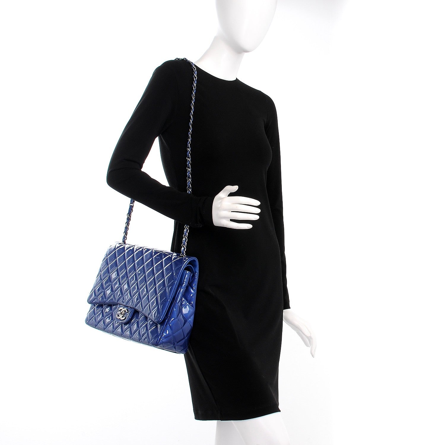 Chanel Patent Quilted Maxi Double Flap Blue 2 of 8