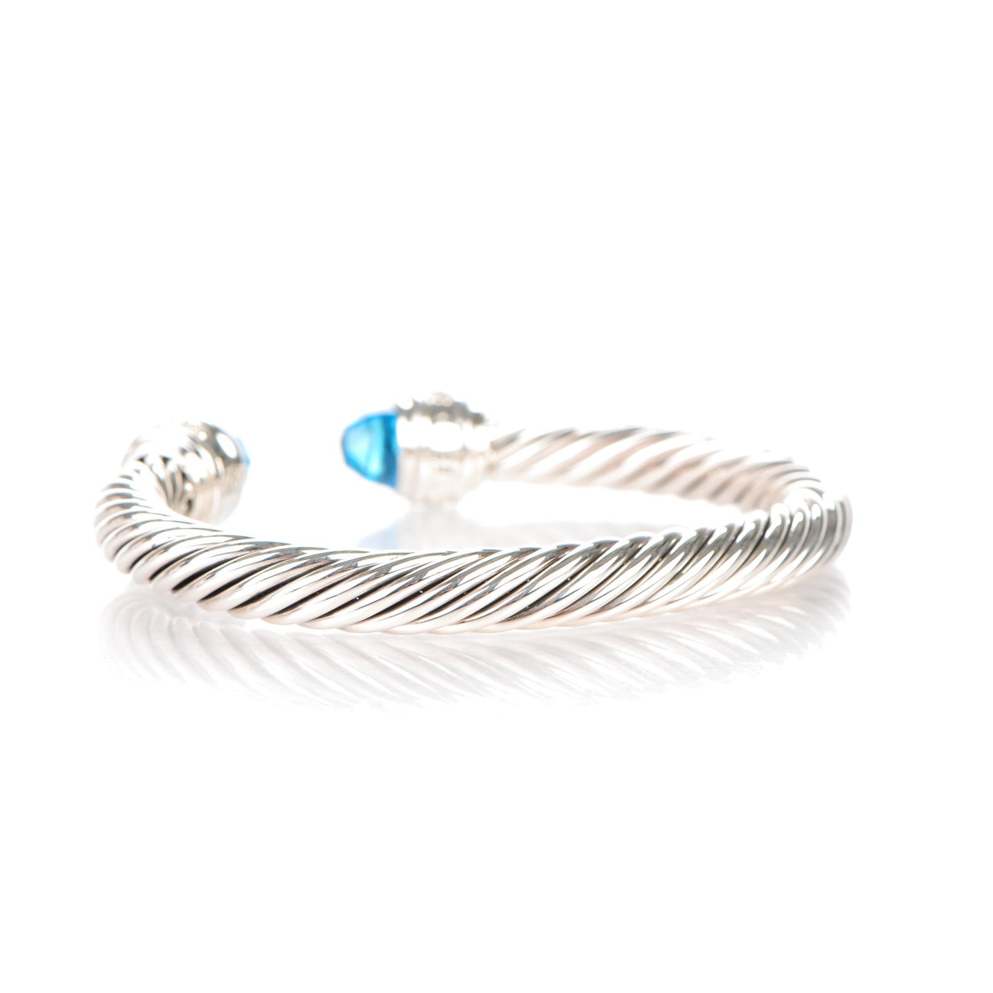 Sterling Silver Blue Topaz Diamond 7mm Cable Classics Bracelet