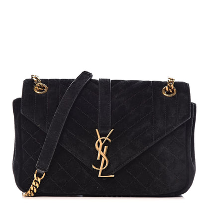 Saint Laurent Suede Tri-Quilt Monogram Medium College Bag Black 1 of 14