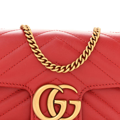 Gucci Calfskin Matelasse Super Mini GG Marmont Shoulder Bag Hibiscus Red 8 of 11