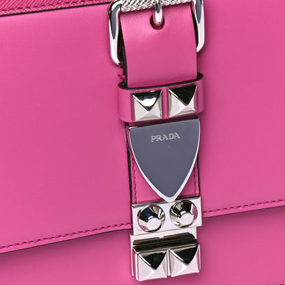 Prada Saffiano City Calfskin Studded Small Elektra Shoulder Bag Fuxia 4 of 5