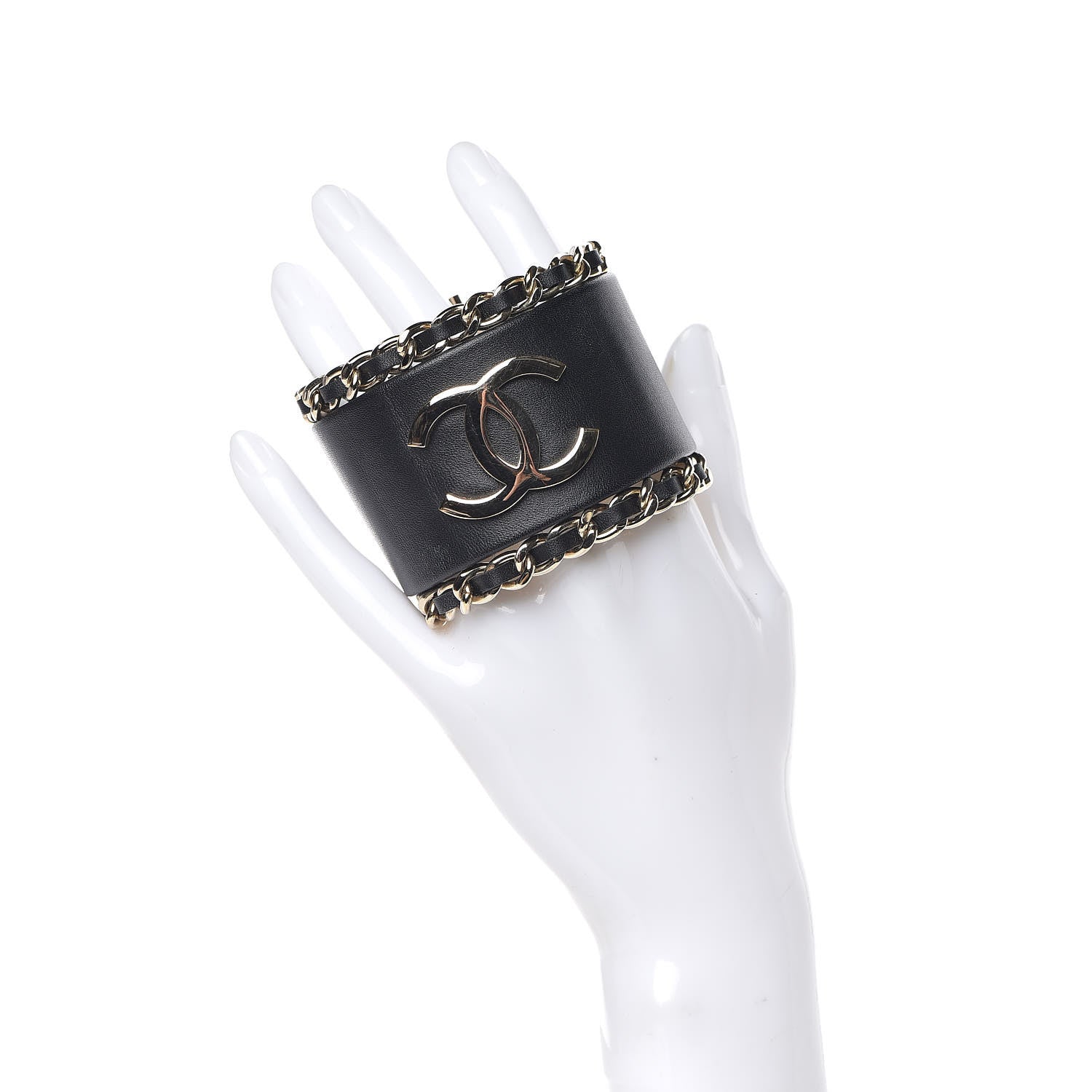 Chanel Lambskin Chain CC Cuff Black Gold 2 of 10