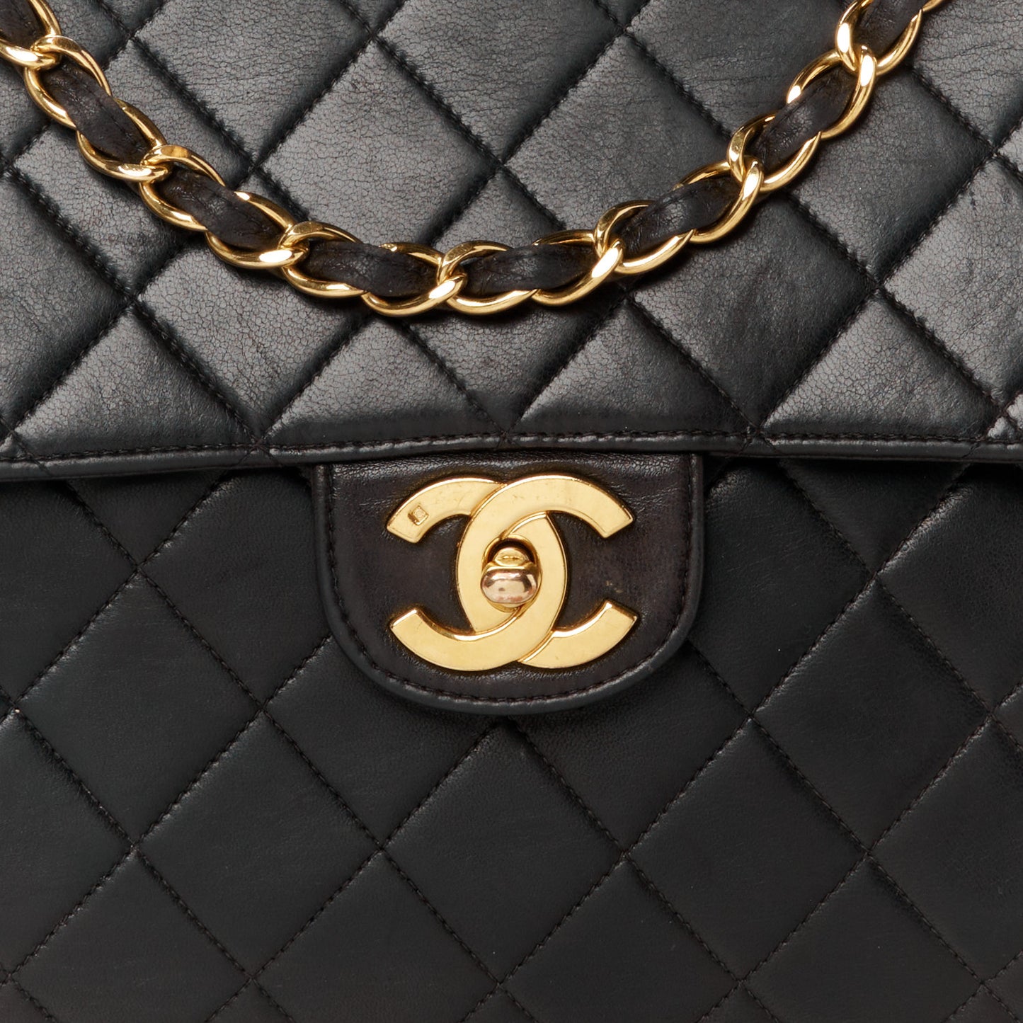 Lambskin Quilted XL Jumbo Single Flap Black