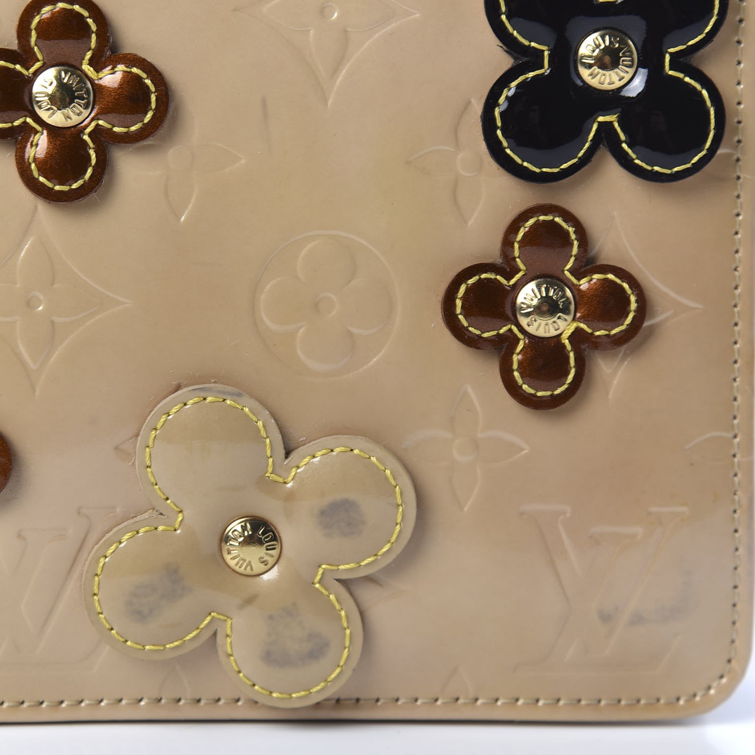 Louis Vuitton Vernis Lexington Fleurs Pochette Beige 7 of 9