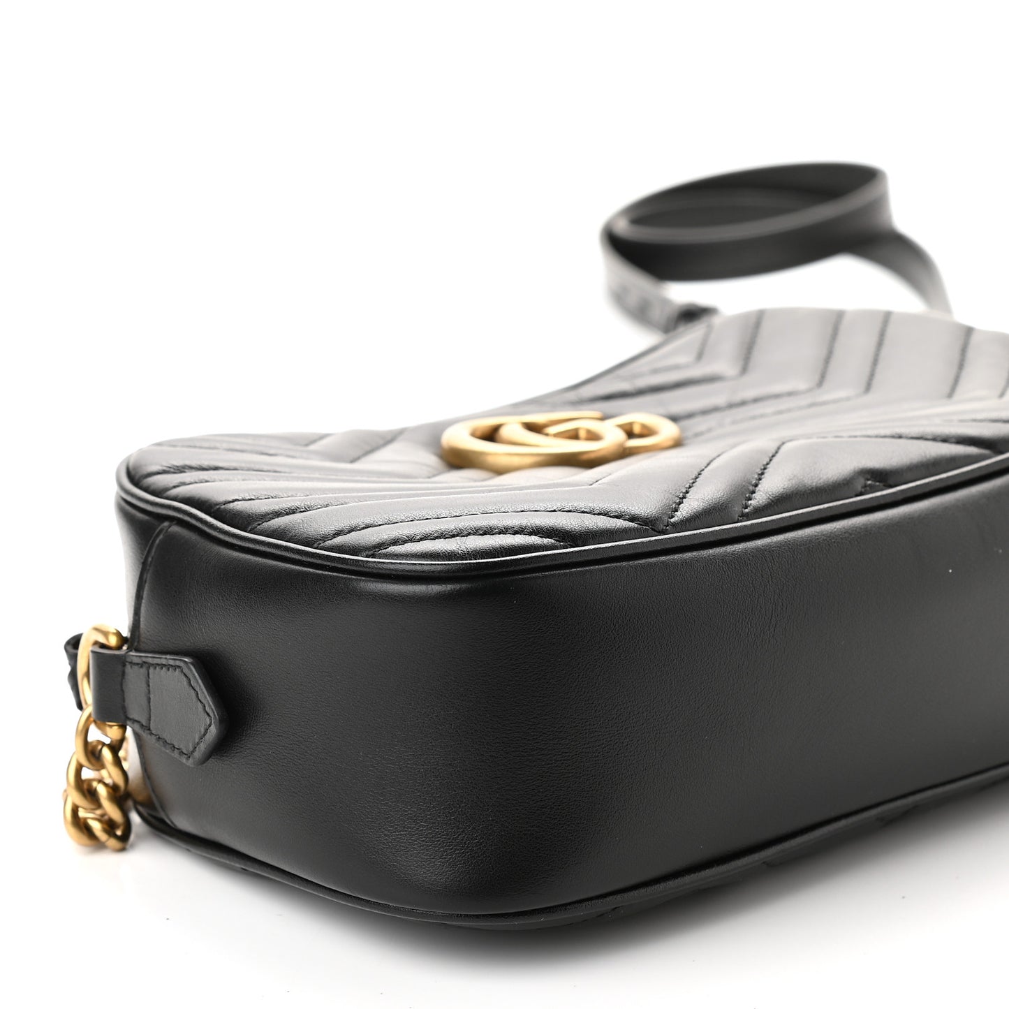 Calfskin Matelasse Small GG Marmont Chain Shoulder Bag Black