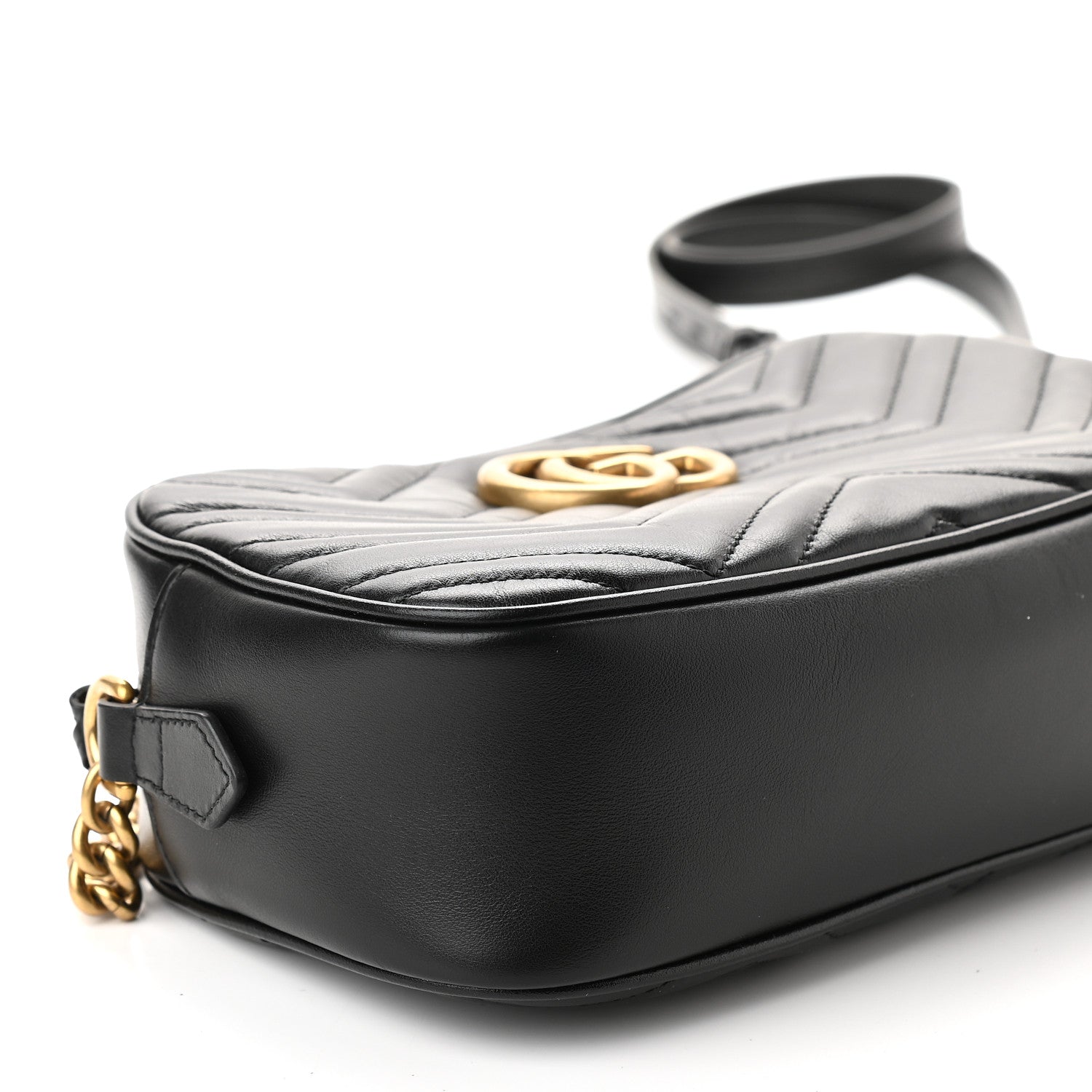 Gucci Calfskin Matelasse Small GG Marmont Chain Shoulder Bag Black 8 of 9