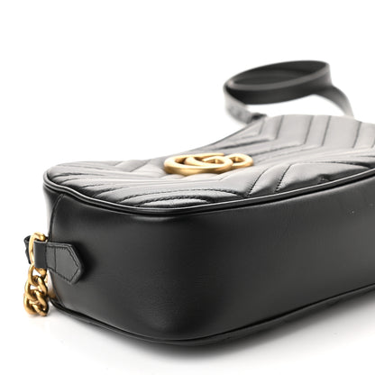 Gucci Calfskin Matelasse Small GG Marmont Chain Shoulder Bag Black 8 of 9