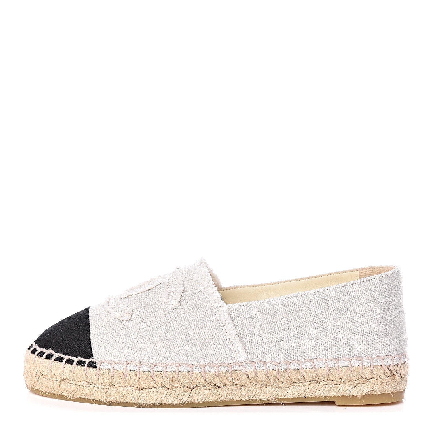 Chanel Linen CC Espadrilles 37 Beige Black 1 of 11