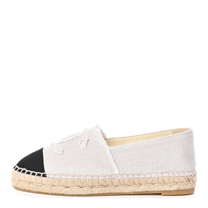 Chanel Linen CC Espadrilles 37 Beige Black 1 of 11