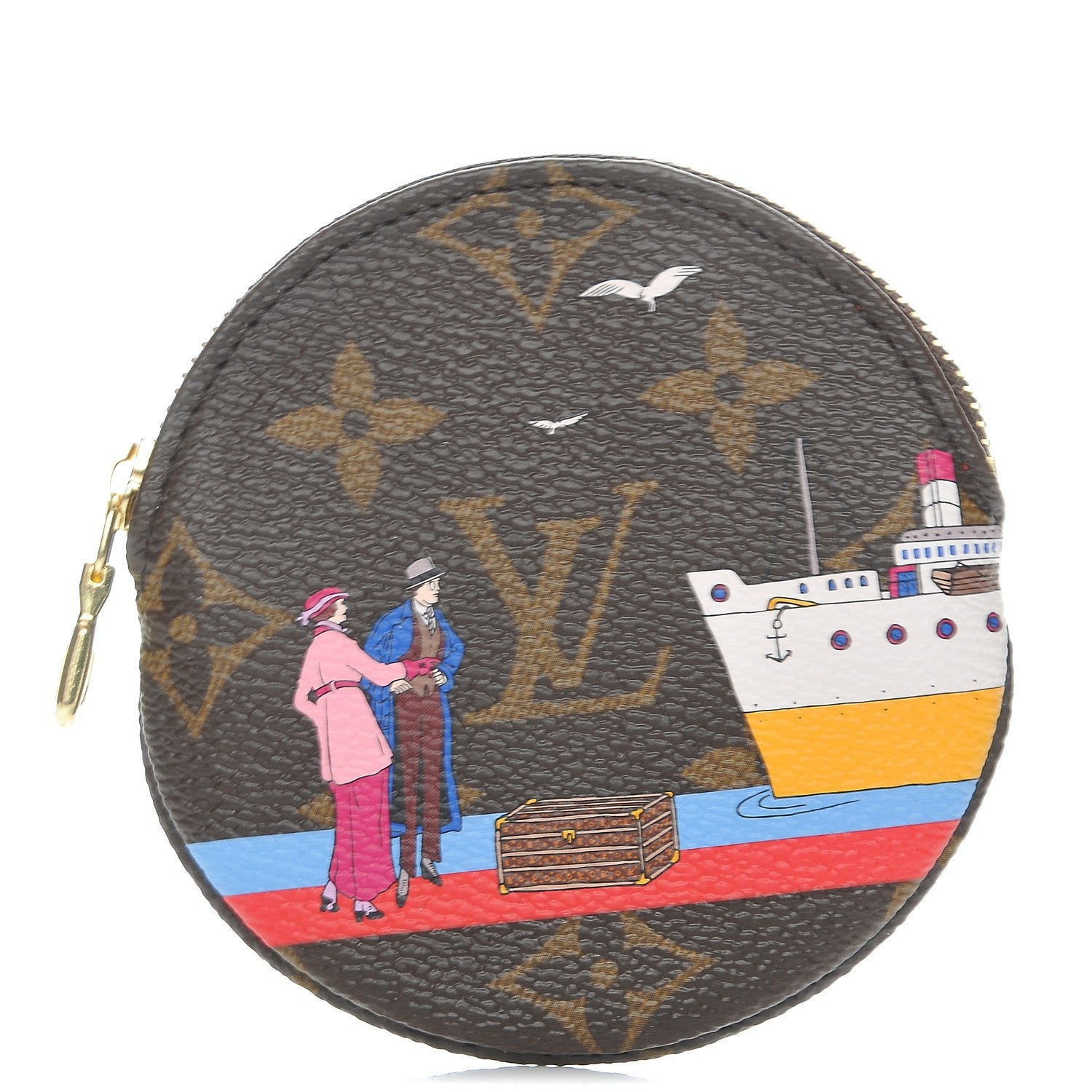 Louis Vuitton Monogram 2016 Christmas Animation Round Coin Purse Rouge 1 of 8
