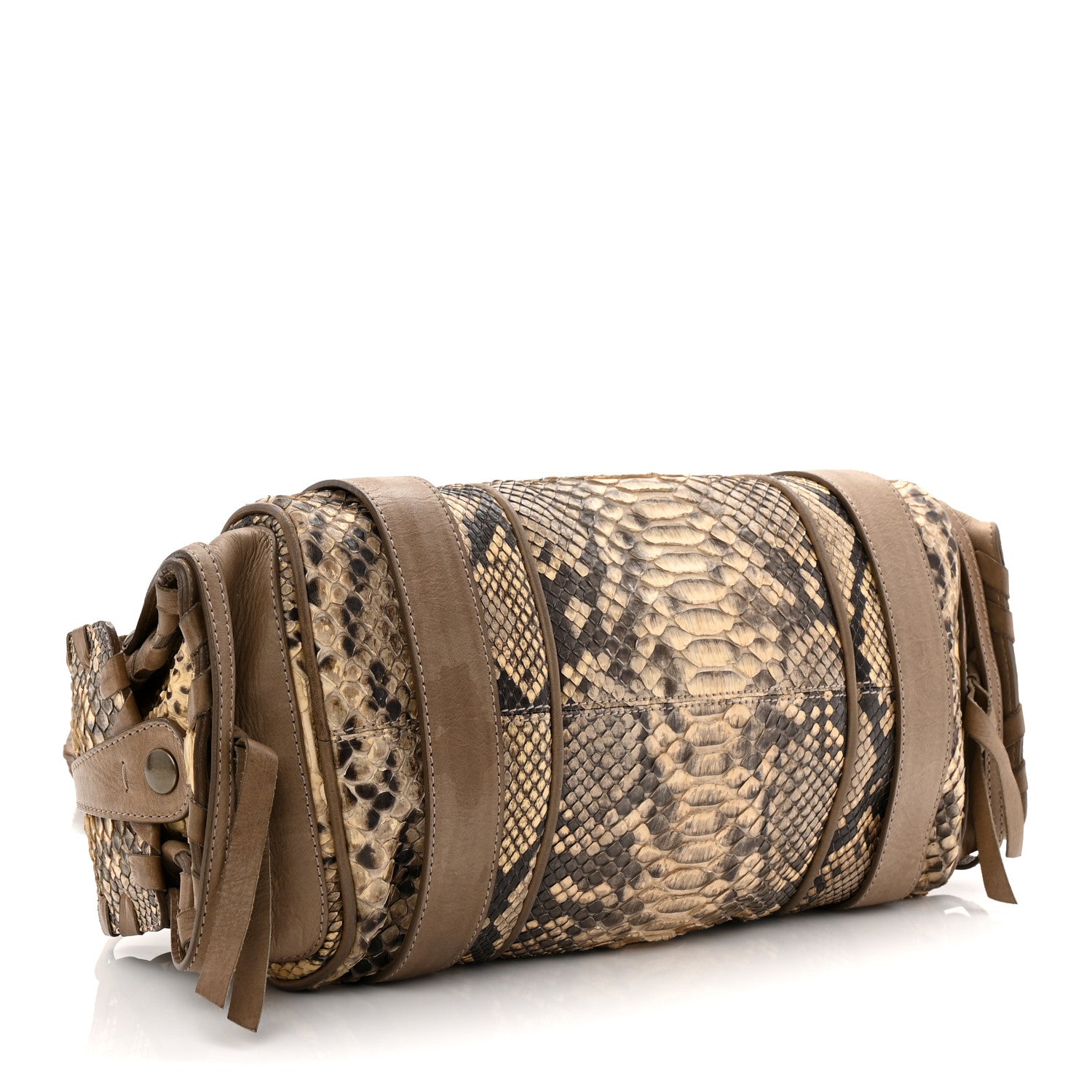 Chloe Snakeskin Calfskin Silverado Shoulder Bag Beige 4 of 14