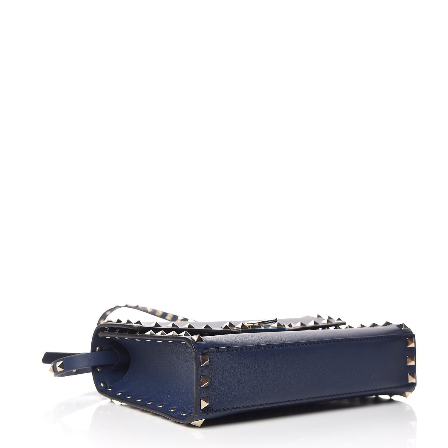 Valentino Garavani Vitello Medium Rockstud Flip Lock Crossbody Bag Pure Blue 4 of 8