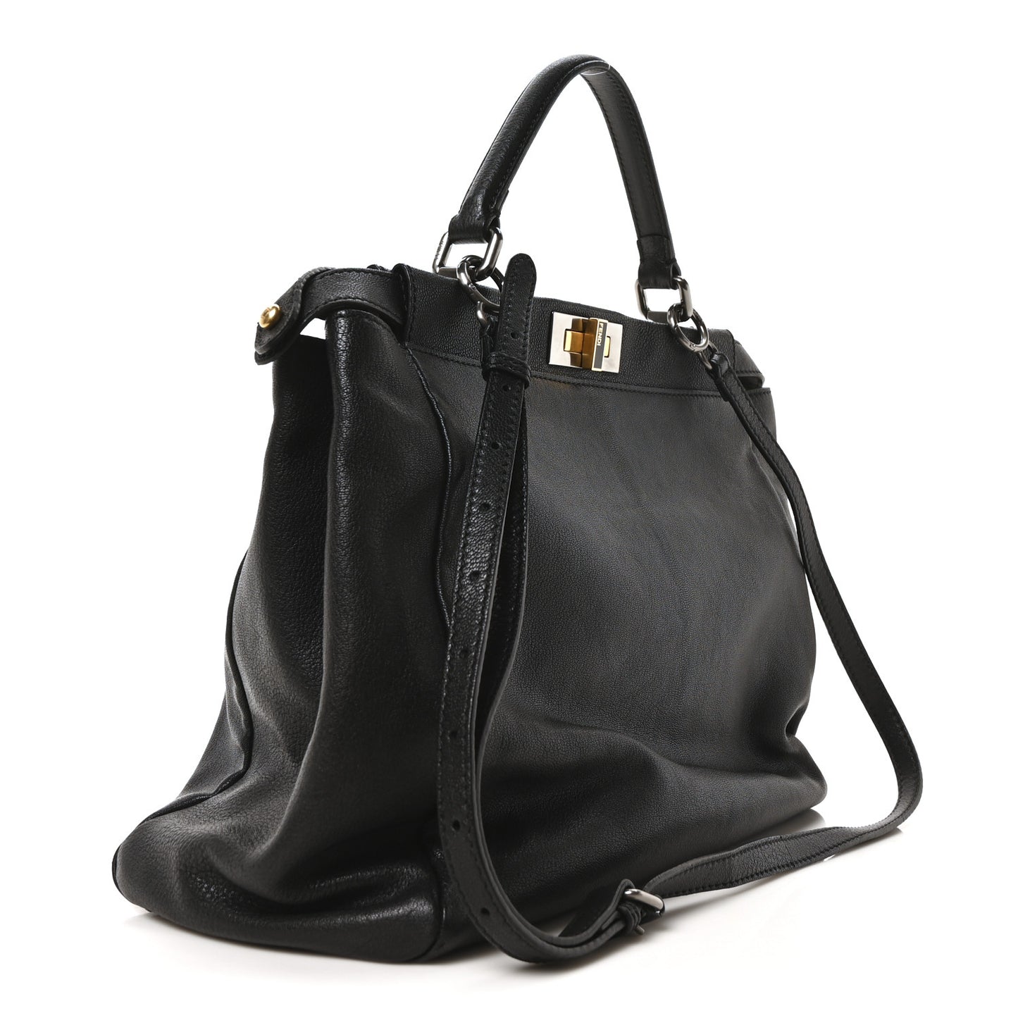 Goatskin Large Peekaboo Iconic Satchel Black
