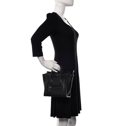 Celine Drummed Calfskin Nano Luggage Black 2 of 12