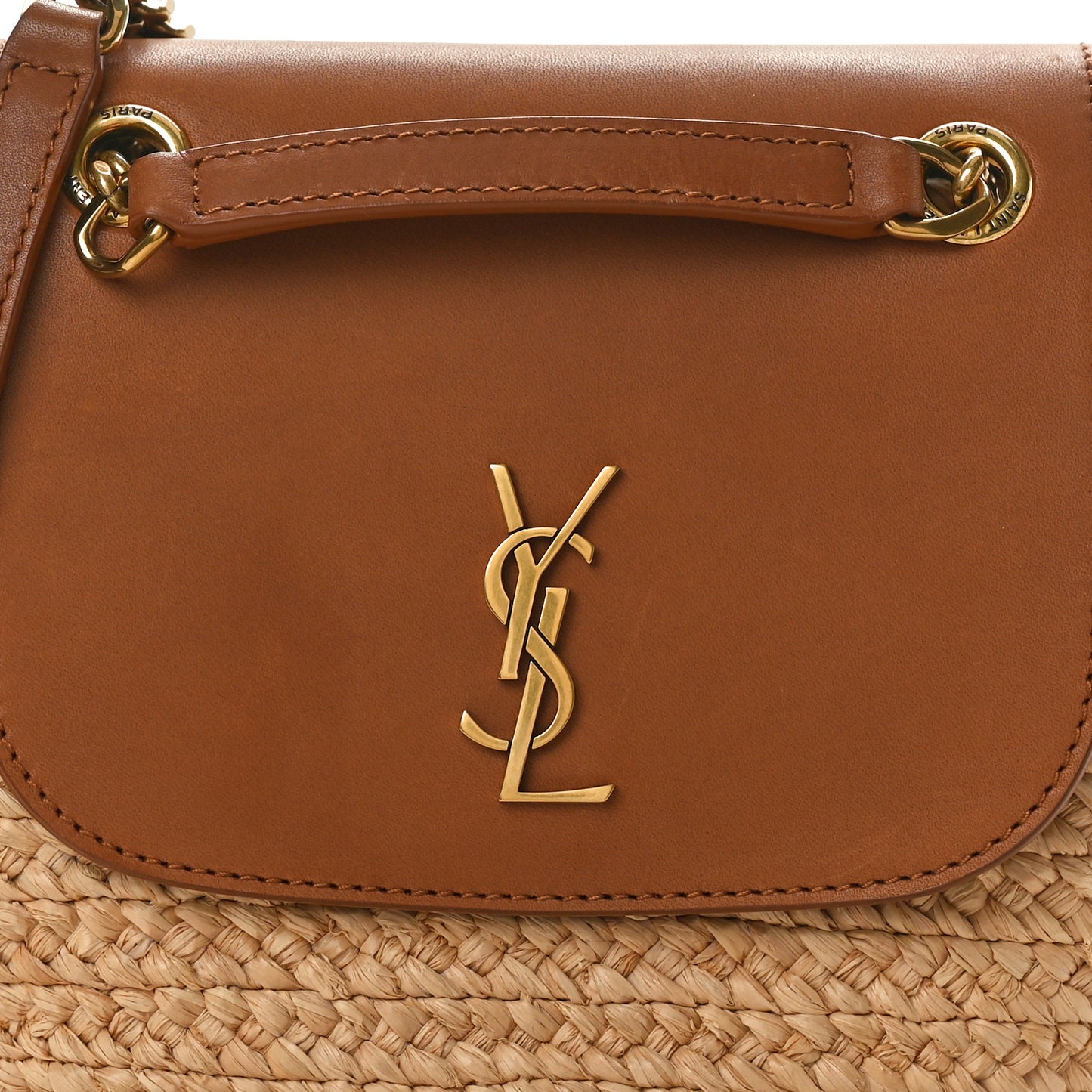 Raffia Calfskin Mini Manon Natural Brick