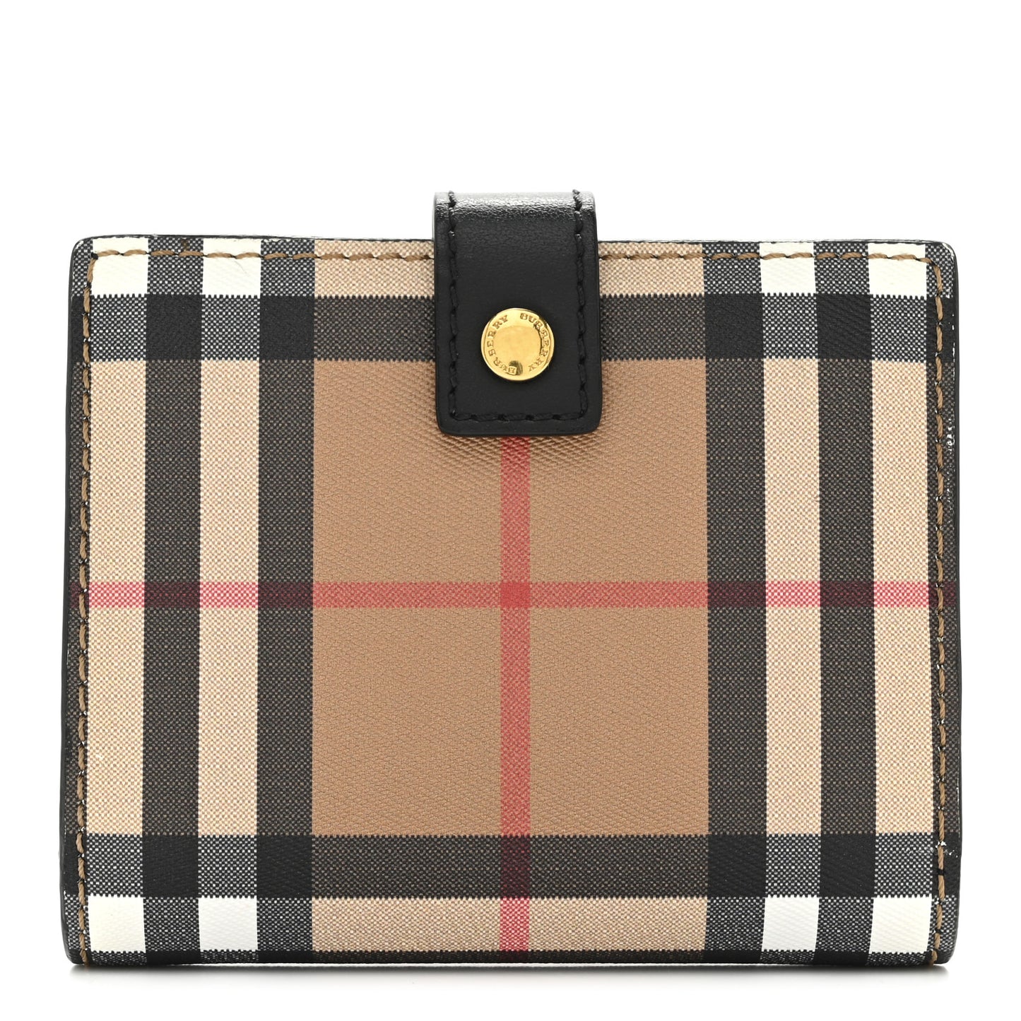 Coated Canvas Vintage Check Coin Purse Wallet  Black