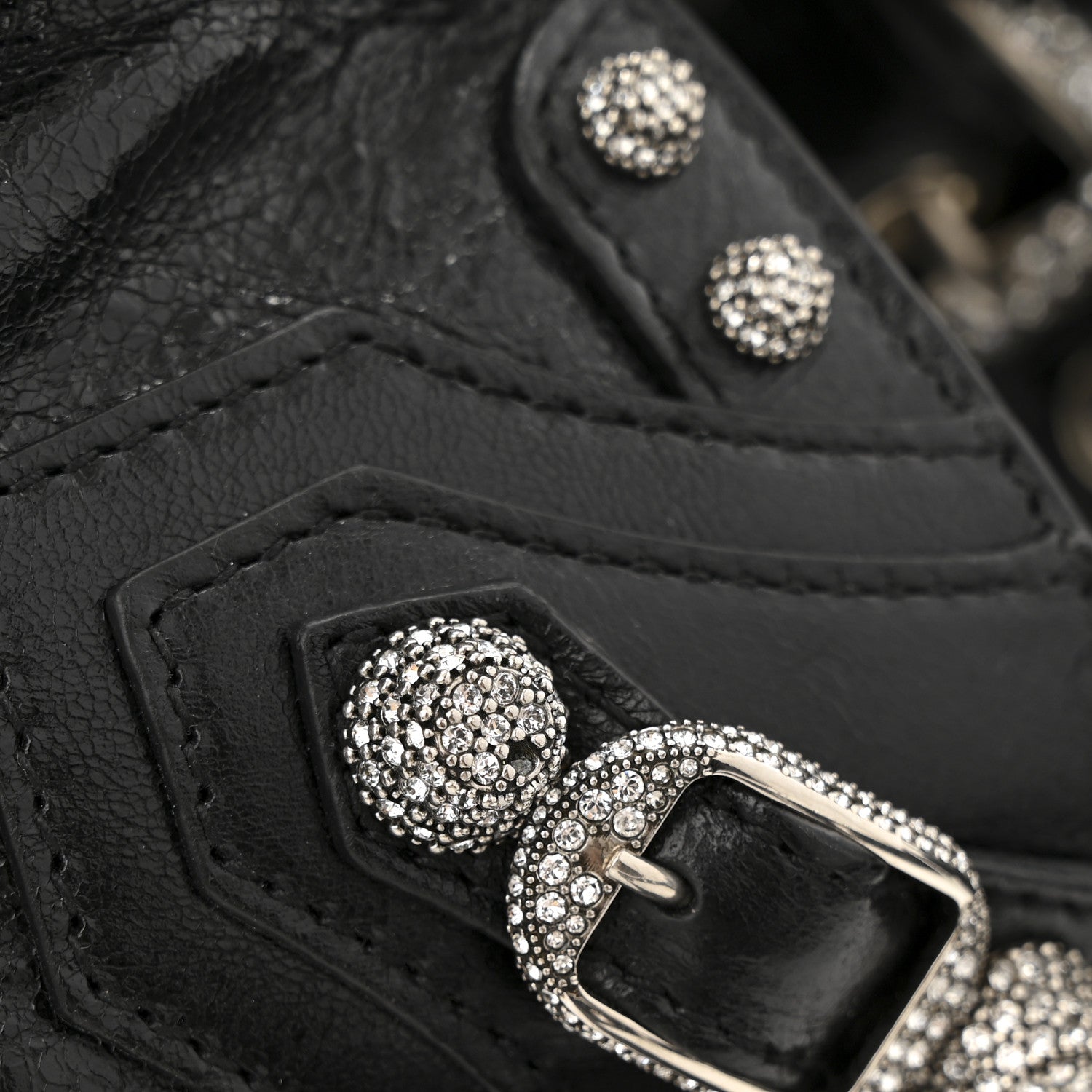 Balenciaga Agneau Arena Crystal Neo Cagole Handbag XS Black 12 of 13