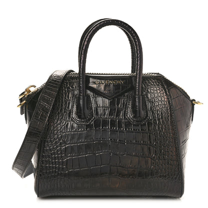 Givenchy Calfskin Crocodile Embossed Mini Antigona Black 1 of 8
