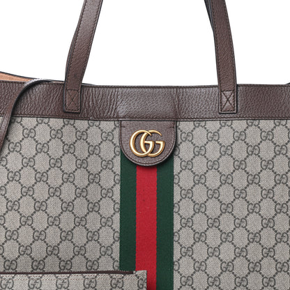 Gucci GG Supreme Monogram Web Large Ophidia Tote Brown 10 of 12