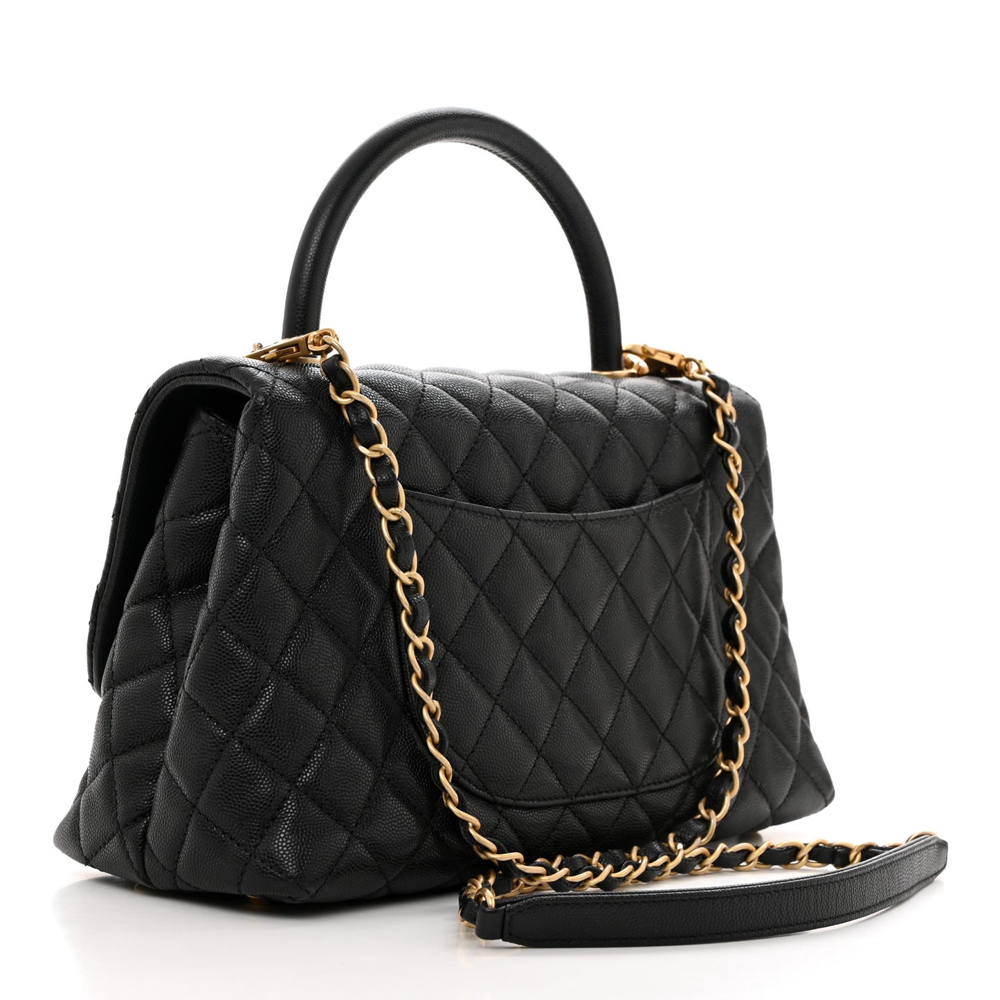 Caviar Quilted Small Coco Handle Flap Black