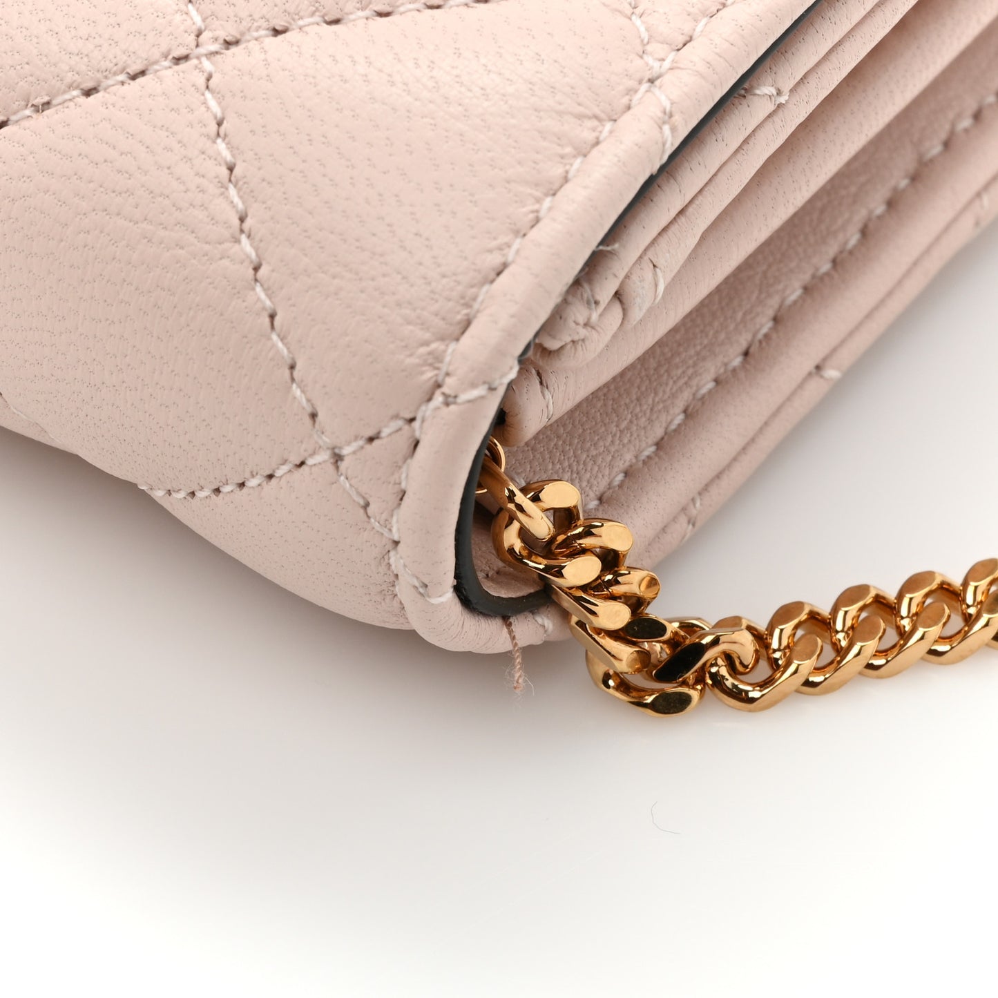 Lambskin Quilted Medusa Wallet on Chain Crossbody Light Pink