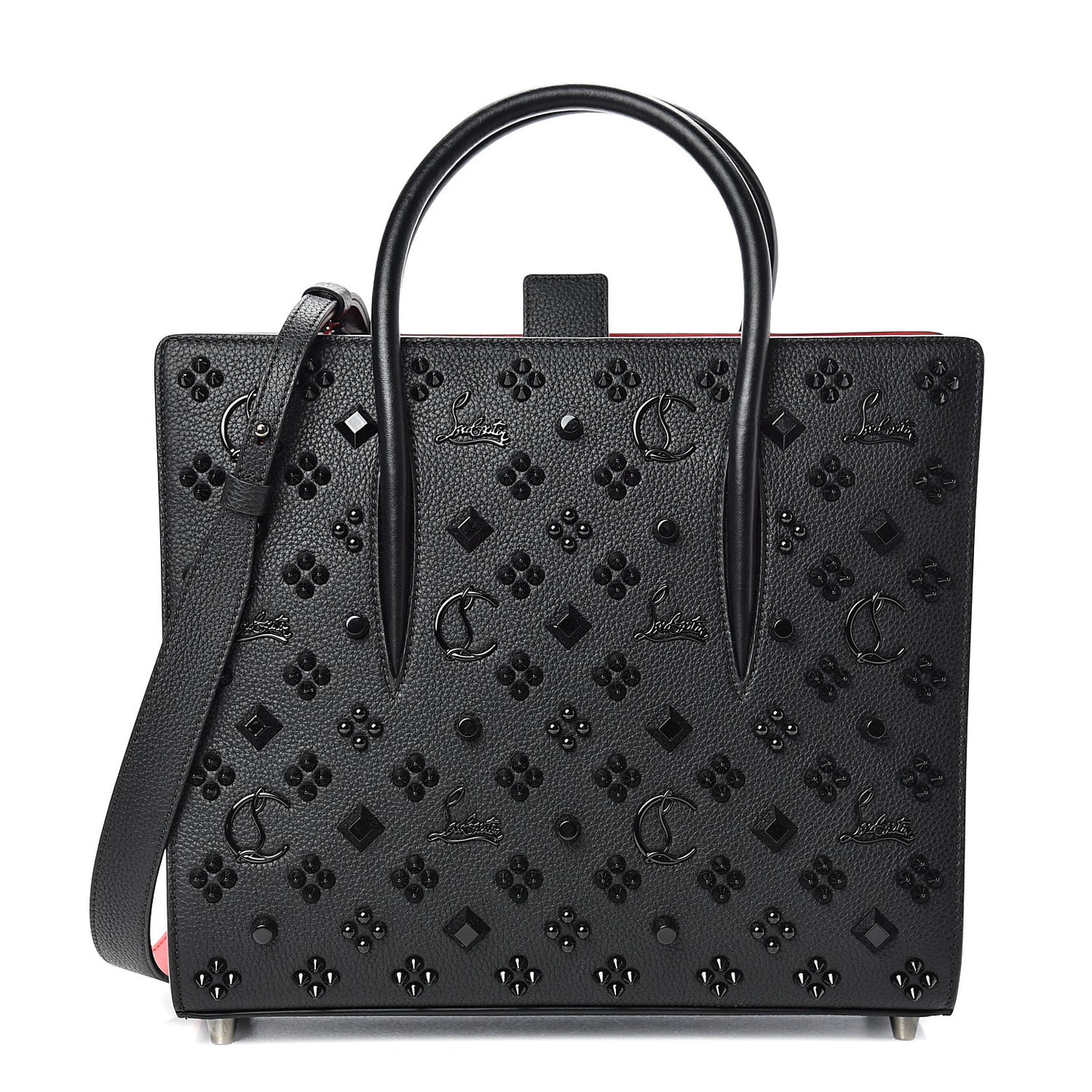 Calfskin Spikes Loubinthesky Medium Paloma Black