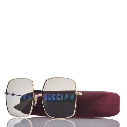 Gucci Metal Rectangular Guccify Frame Sunglasses GG0414S Gold 9 of 9