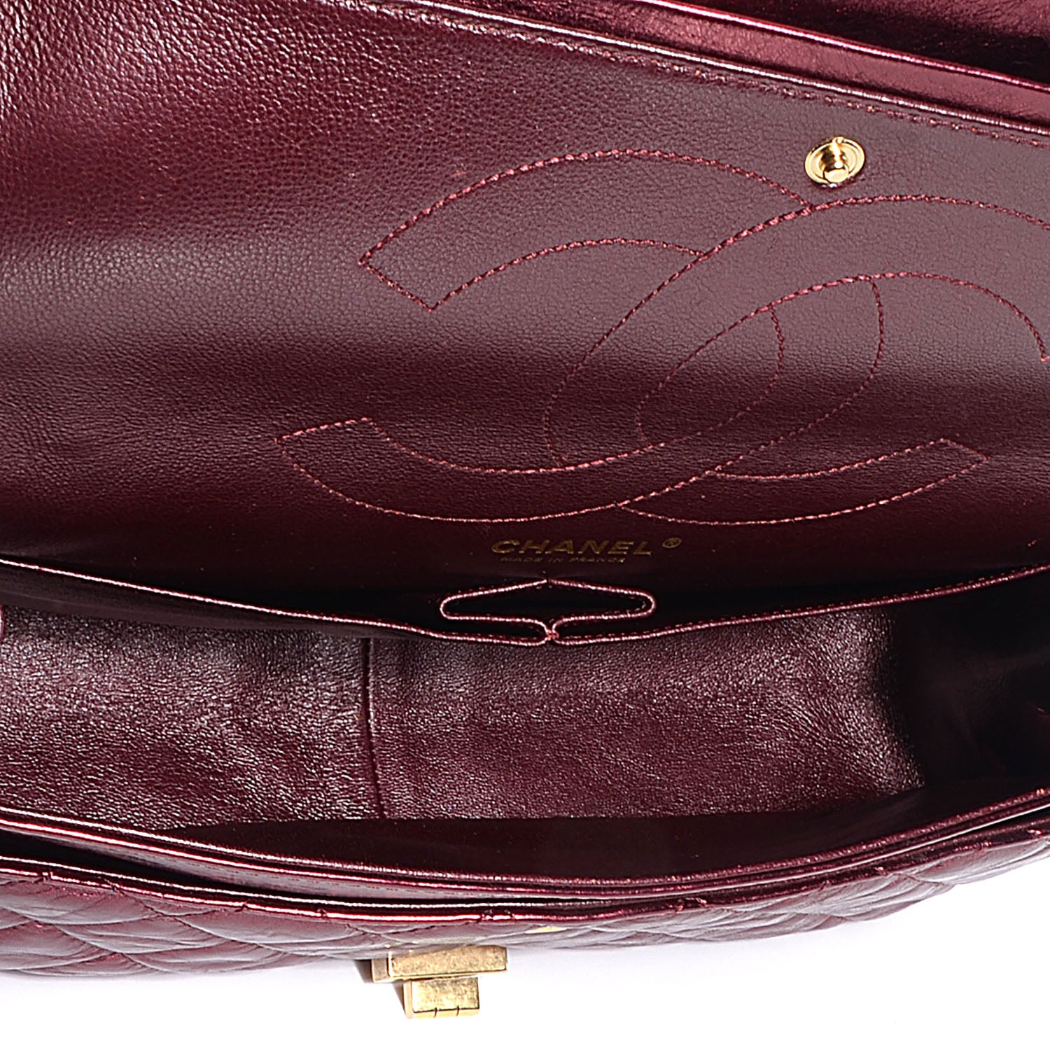 Chanel Calfskin 2.55 Reissue 227 Flap Metallic Dark Red 5 of 8