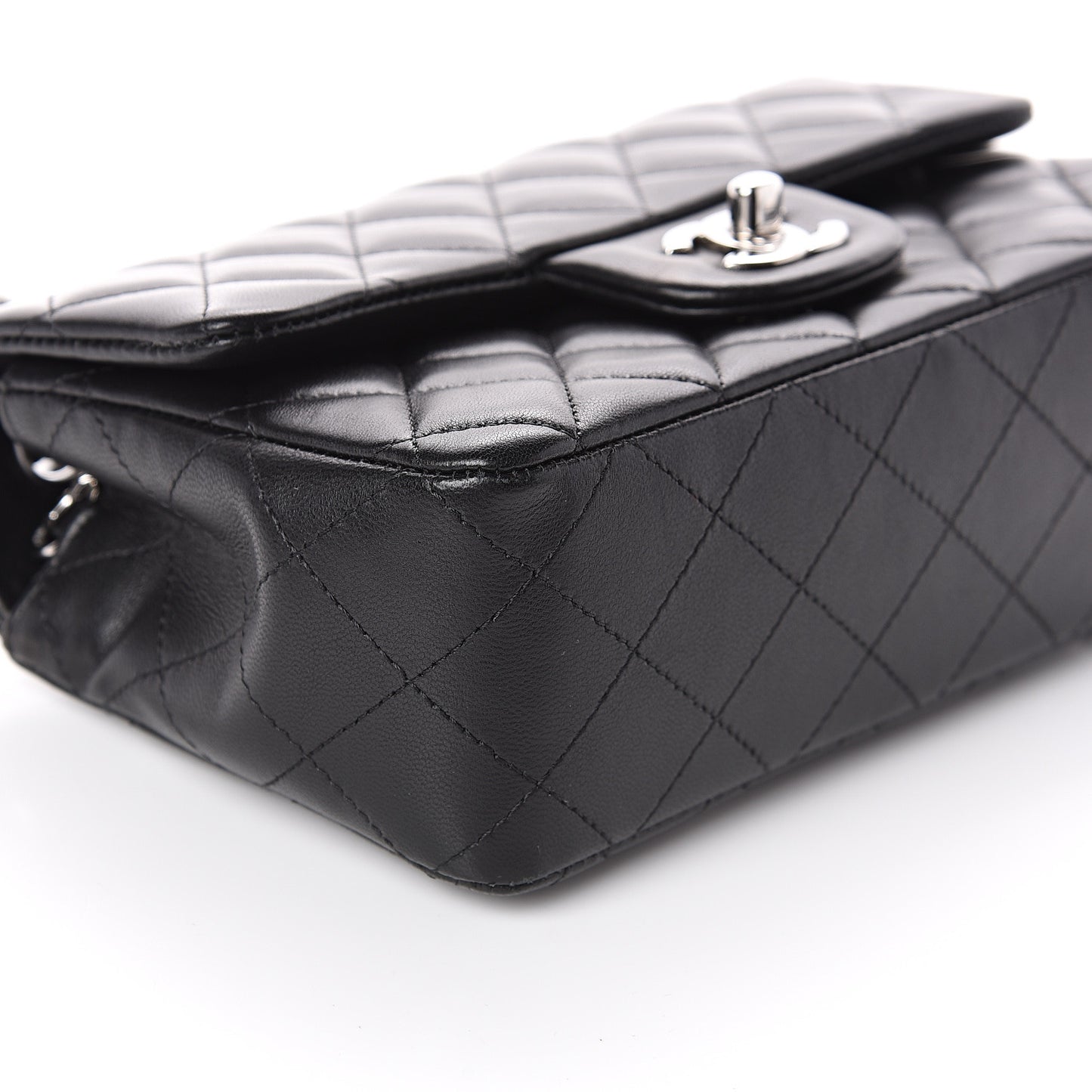 Lambskin Quilted Mini Rectangular Flap Black