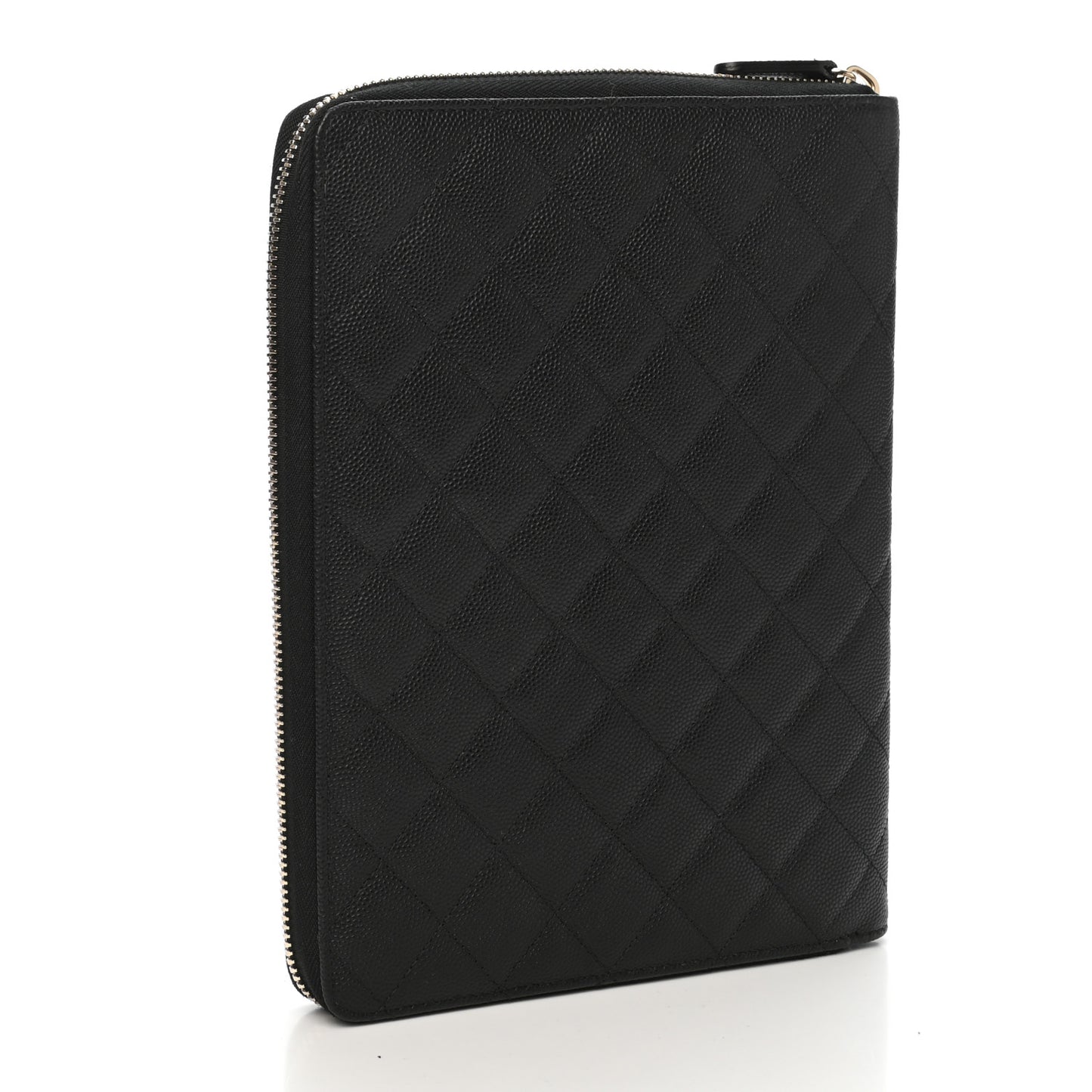 Caviar Quilted Zip Around Notebook Agenda Cover Black