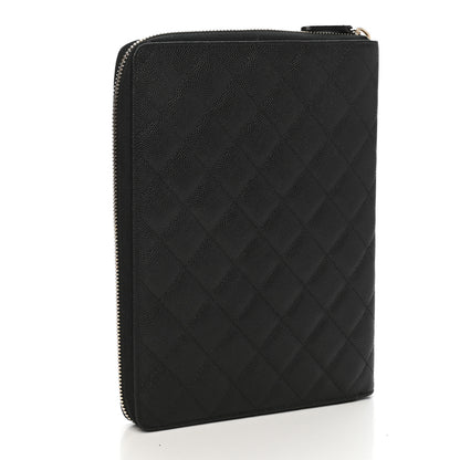 Chanel Caviar Quilted Zip Around Notebook Agenda Cover Black 3 of 7