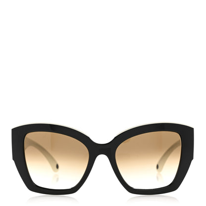 Chanel Acetate Square Sunglasses 6058 Black White 2 of 8