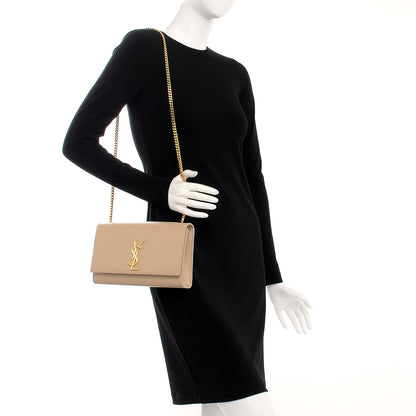 Saint Laurent Grain De Poudre Medium Monogram Kate Satchel Nude Powder 2 of 8