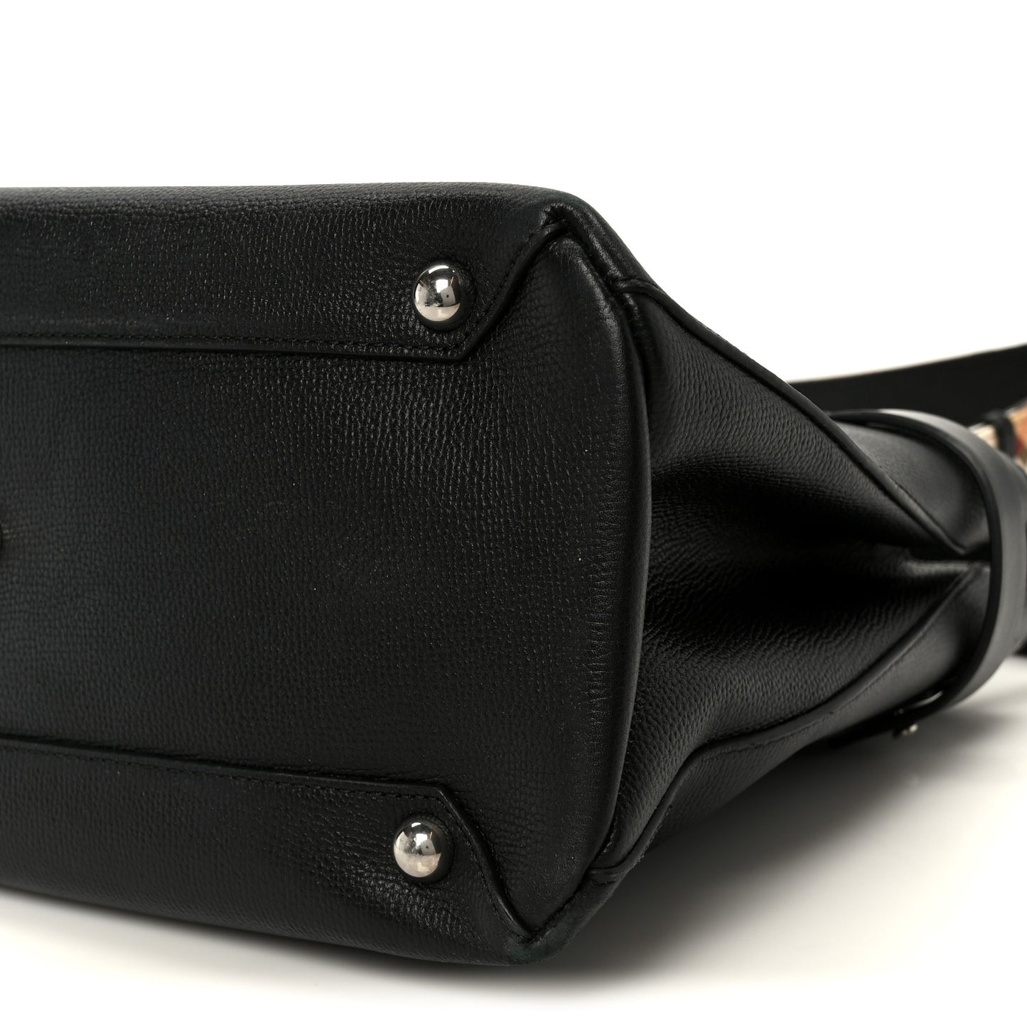 Grainy Calfskin House Check Medium Banner Tote Black