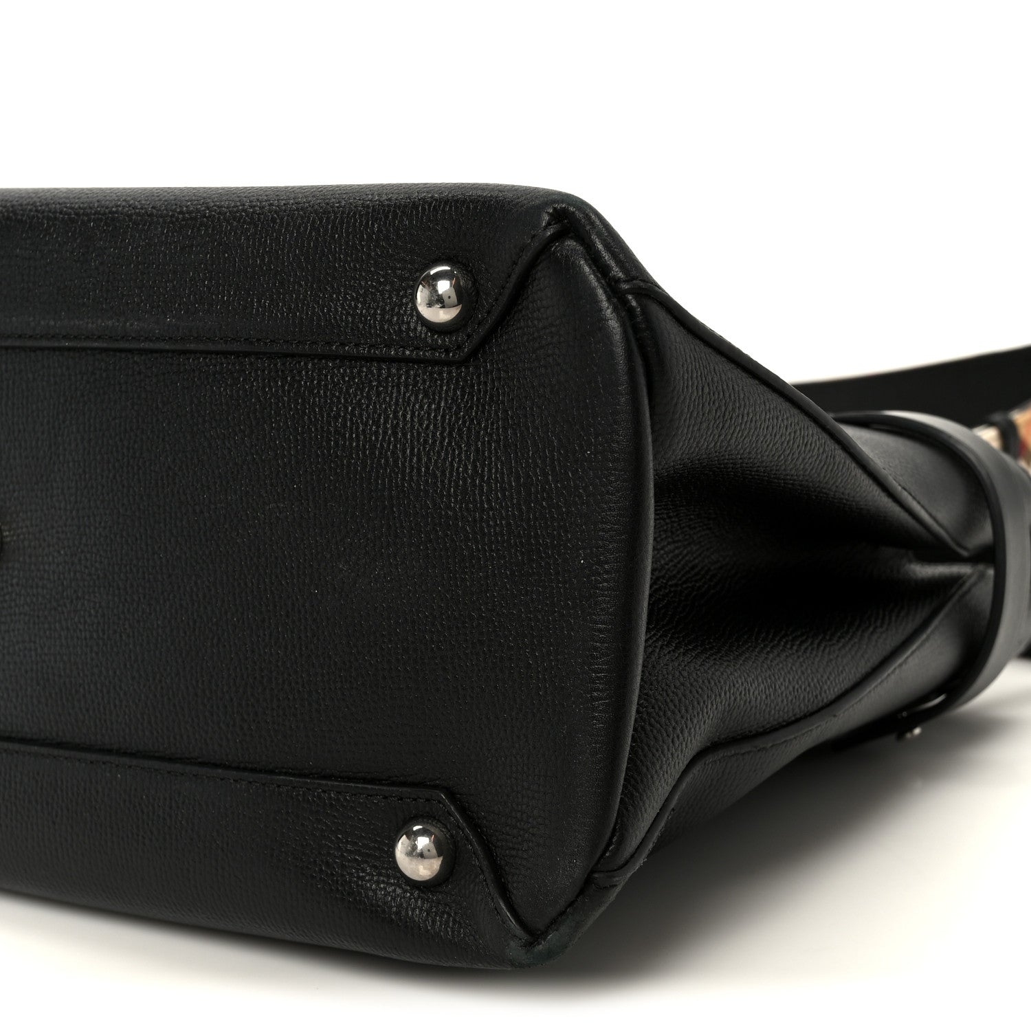Burberry Grainy Calfskin House Check Medium Banner Tote Black 10 of 10