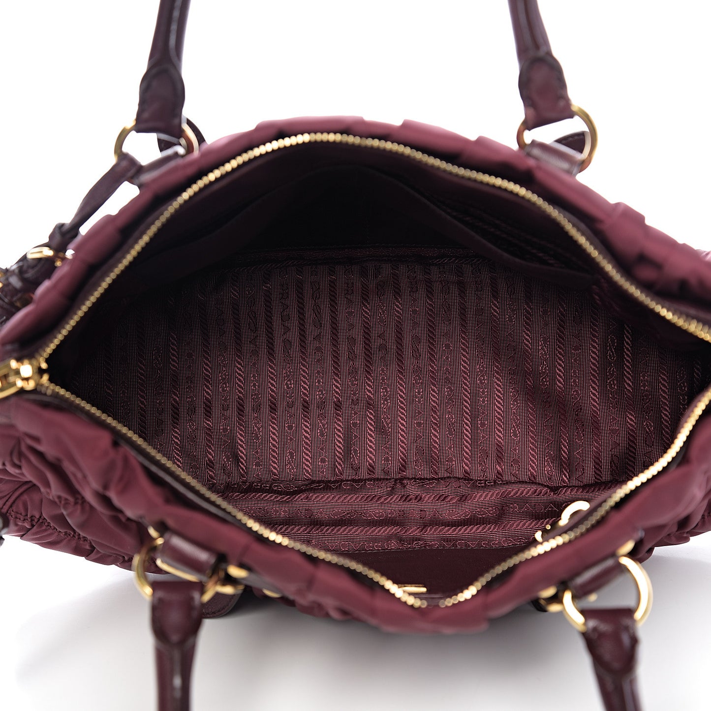 Tessuto Nylon Nappa Gaufre Shopping Satchel Granato