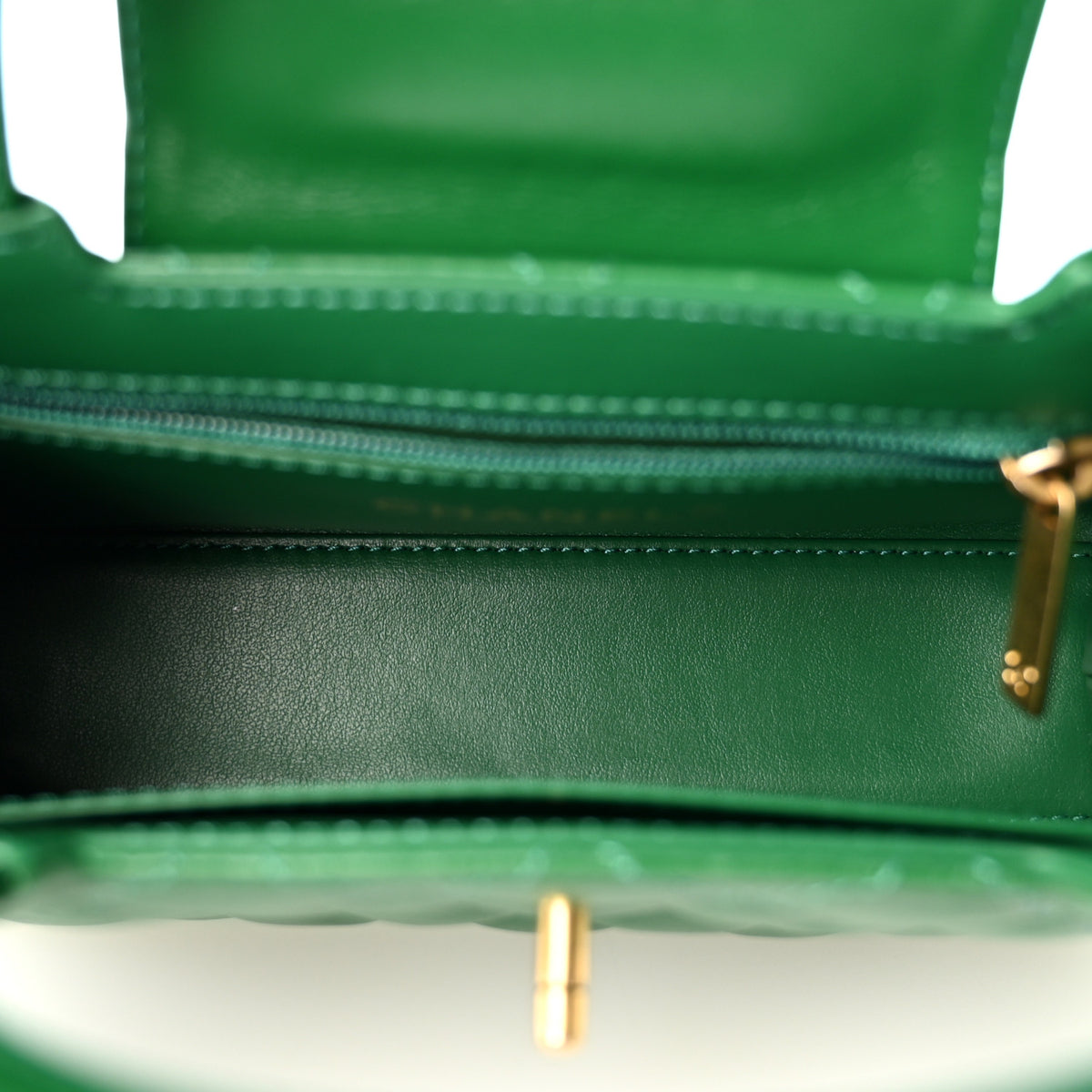 Chanel Shiny Aged Calfskin Quilted Nano Kelly Shopper Green 5 of 9