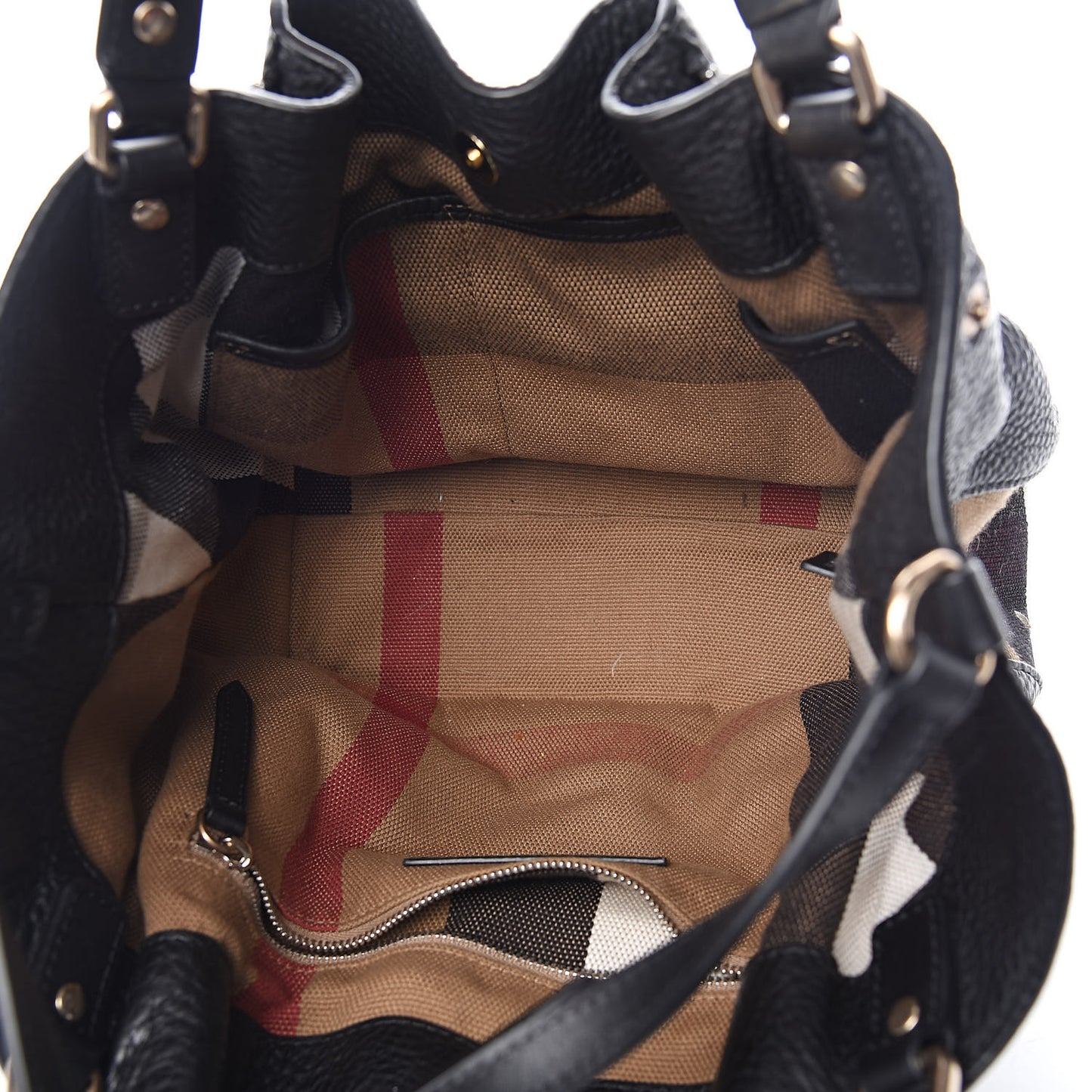 Grainy Calfskin House Check Small Maidstone Black