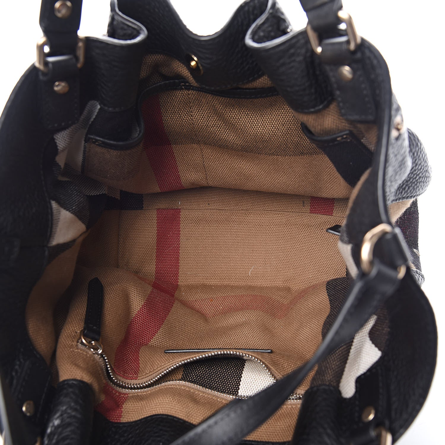 Burberry Grainy Calfskin House Check Small Maidstone Black 5 of 9