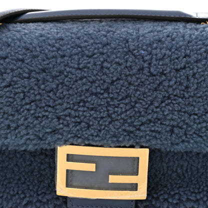 Fendi Shearling Lambskin FF Midi Chain Baguette Mirto 8 of 10