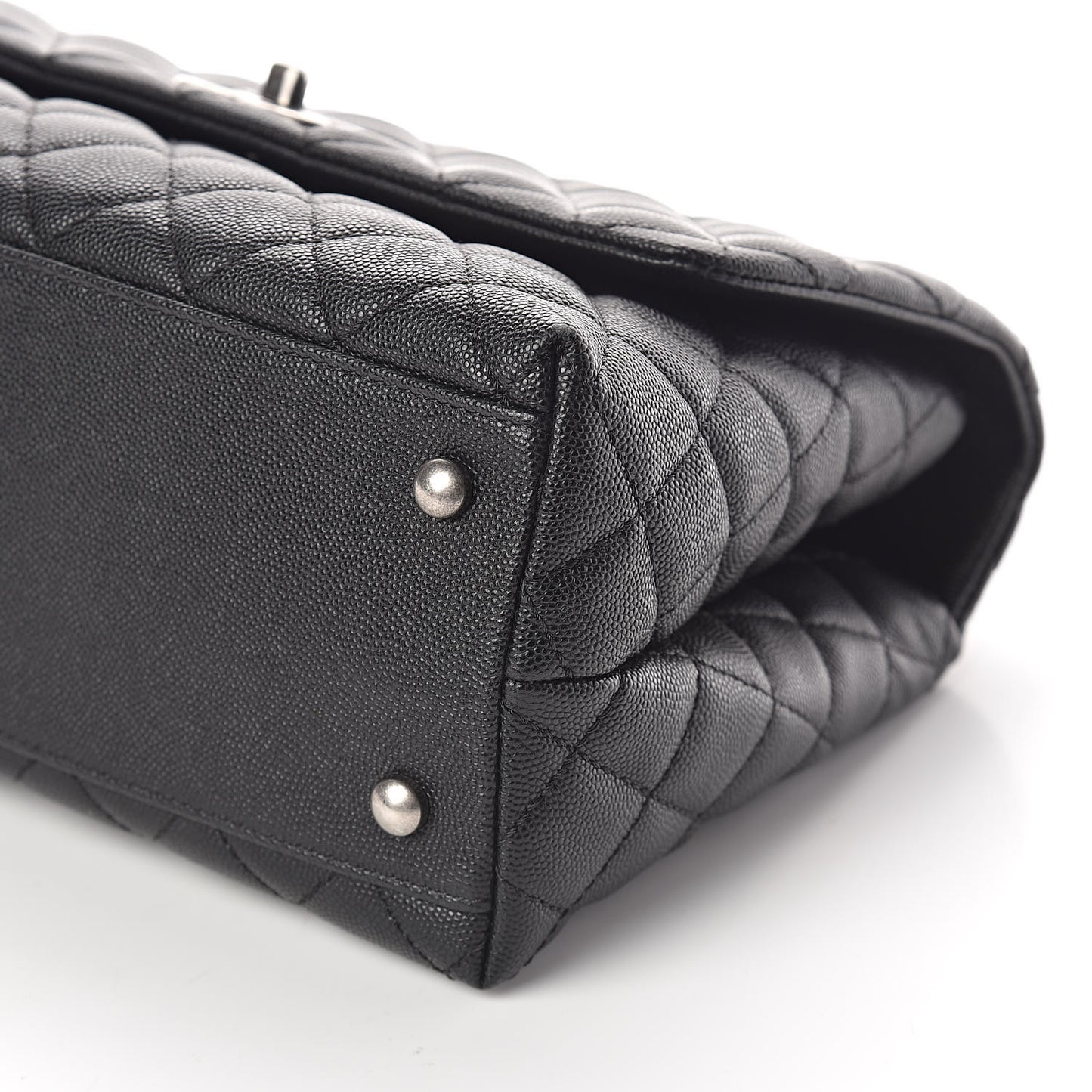 Caviar Lizard Quilted Small Coco Handle Flap Black