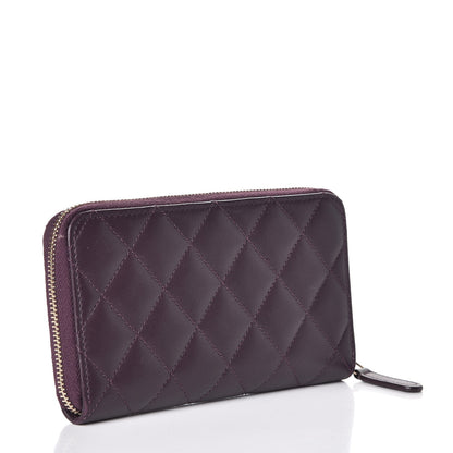 Chanel Lambskin Quilted Small Zip Around Wallet Dark Purple 3 of 8