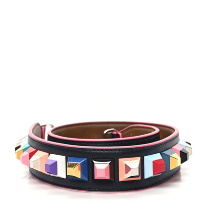 Fendi Vitello Dolce Plexiglass Bi-Color Studded Strap You Black Brownie Multicolor 2 of 4