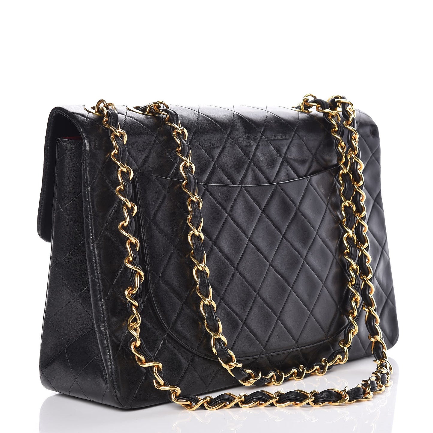 Lambskin Quilted XL Jumbo Single Flap Black